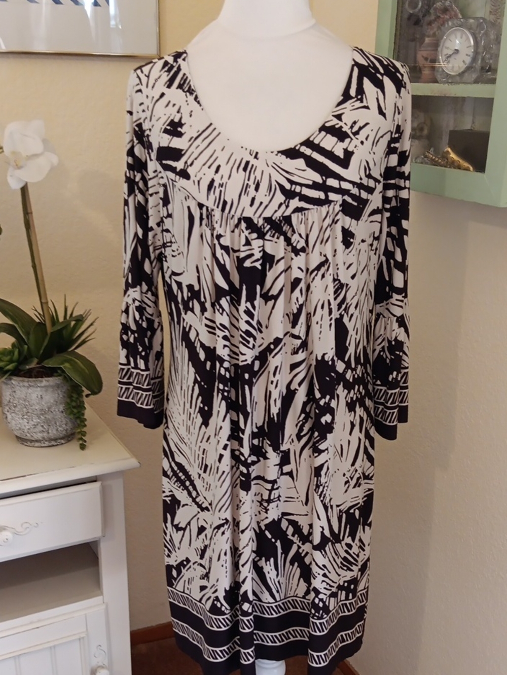 En Focus Studio Beige and Brown Printed Dress.